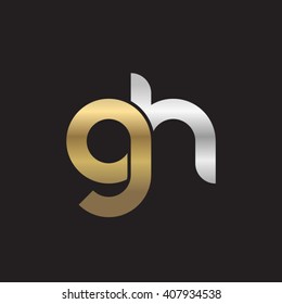 Anfangsbuchstabe gh, der mit einem Kreis verbunden ist, Kleinbuchstabe, Logo, silberner schwarzer Hintergrund