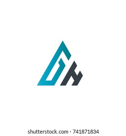 Initial Letter GH Linked Triangle Design Logo