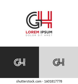 Initial Letter GH linked uppercase overlap modern logo design template. Suitable for business, consulting group company