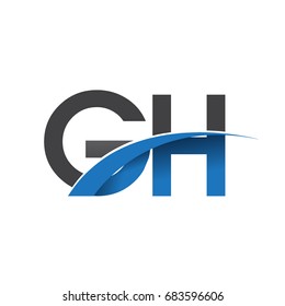 initial letter GH logotype company name colored blue and grey swoosh design. vector logo for business and company identity.
