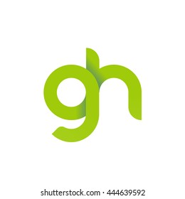 initial letter gh modern linked circle round lowercase logo green