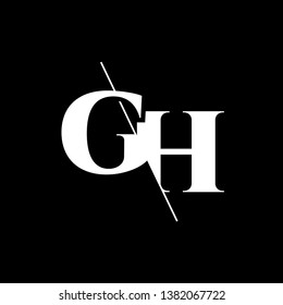 Initial Letter GH Monogram Sliced. Modern logo template isolated on black background