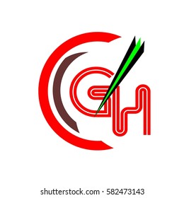 initial letter G,H red color logo vector