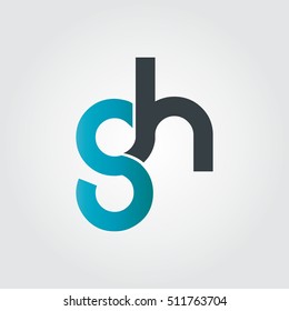 Initial Letter GH SH Linked Rounded Lowercase Logo Blue Black