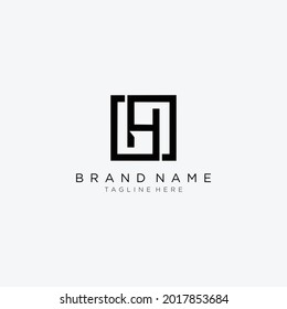 Logotipo cuadrado de letra inicial GH, plantilla de diseño de estilo de arte de línea monográfica.