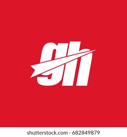 initial letter gh white logo in red background