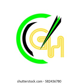 initial letter G,H yellow color logo vector