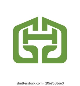 Initial letter G,H,G in white background, flat minimalist vector logo design