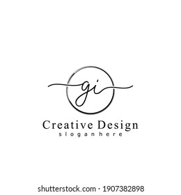 Initial letter GI calligraphy handwritten logo. Handwritten alphabet in the logo template. Letters and Alphabet for your logo design.