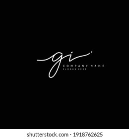 Initial letter GI calligraphy handwritten logo. Handwritten alphabet in the logo template. Letters and Alphabet for your logo design.