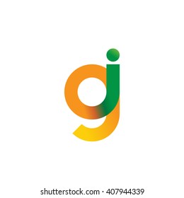 initial letter gi linked circle lowercase logo orange green