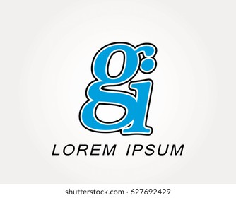 Initial letter gi logo. Monogram lowercase italic