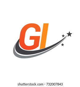initial letter GI logotype company name colored orange and grey swoosh star design. vector logo for business and company identity.
