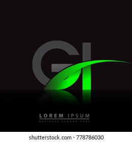 initial letter GI logotype company name colored green and black swoosh design. vector logo for business and company identity.
