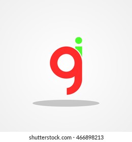 Initial letter GI lowercase logo design template red green