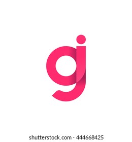 initial letter gi modern linked circle round lowercase logo pink