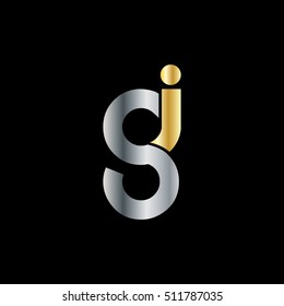 Initial Letter GI SI Linked Rounded Lowercase Logo Silver Gold
