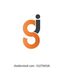 Initial Letter GI SI Linked Rounded Lowercase Logo Orange Black