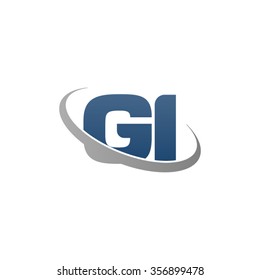 initial letter GI swoosh ring company logo blue gray