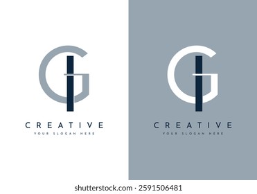 Initial letter GI, typography logo design