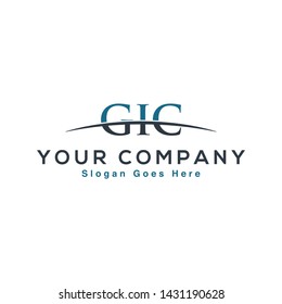 Initial letter GIC, overlapping movement swoosh horizon logo company design inspiration in blue and gray color vector