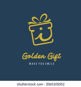 Initial Letter i with Gift Box and Ribbon for Gift Present Toys Store Retail Business Logo Design Template