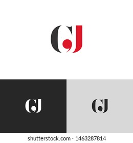 Initial Letter gj g j uppercase modern logo design template elements. red letter Isolated on black white grey background. Suitable for business, consulting group company.