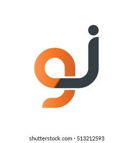 Initial Letter GJ GI Linked Design Lowercase Logo Orange Black
