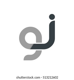 Initial Letter GJ GI Linked Design Lowercase Logo Grey Black