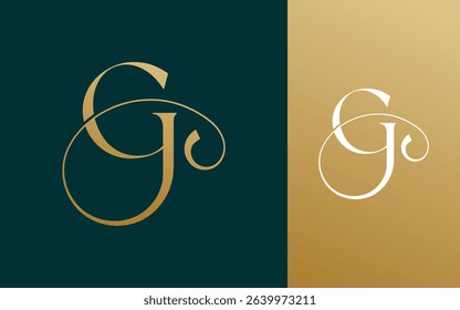 Initial letter GJ JG logo design vector illustration for couple, wedding, and business