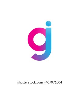 initial letter gj linked circle lowercase logo pink blue purple