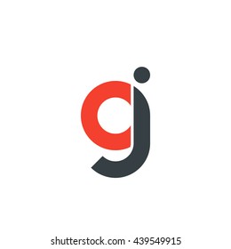 initial letter gj linked round lowercase logo red