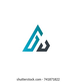 Initial Letter GJ Linked Triangle Design Logo