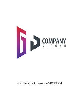 Initial Letter GJ Linked Triangle Design Logo