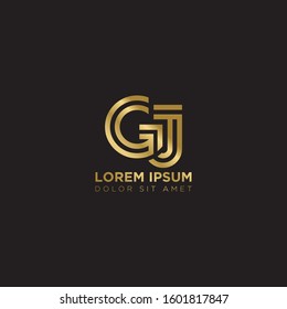Initial Letter GJ linked uppercase overlap modern gold logo vector design template. Suitable for business, consulting group company.