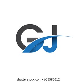 initial letter GJ logotype company name colored blue and grey swoosh design. vector logo for business and company identity.
