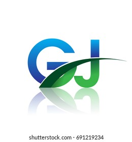 initial letter GJ logotype company name colored blue and green swoosh design. vector logo for business and company identity.
