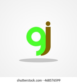 Initial letter GJ lowercase logo design template leaf green brown