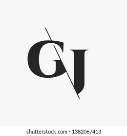 Initial Letter GJ Monogram Sliced. Modern logo template isolated on gray background