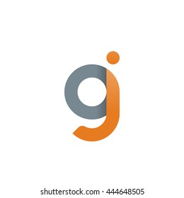 initial letter gj, letter oj, modern linked circle round lowercase logo orange gray