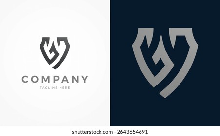 Initial Letter GJ Shield Logo Design, Stylish letter GJ forming a Shield icon, usable for brand and company logos, vector illustration