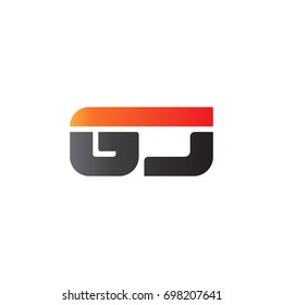 Initial letter GJ, straight linked line bold logo, gradient fire red black colors