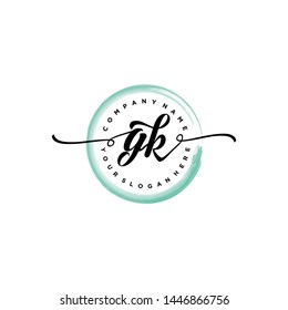 Initial letter GK beautiful handwriting logo vector template