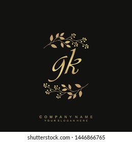 Initial letter GK beautiful handwriting logo vector template
