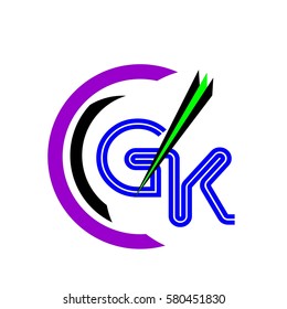 initial letter GK blue color logo vector