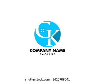 Initial Letter GK House Logo