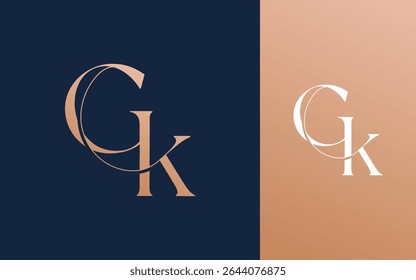 Initial letter GK KG logo design vector illustration for couple, wedding, and business