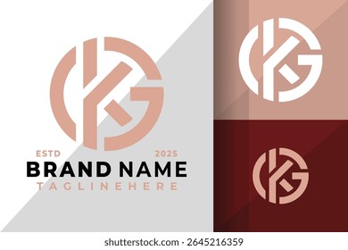 Ilustración inicial del diseño del Vector del icono del logotipo del monograma de Gk o Kg