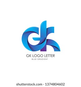 Initial Letter gk Linked Circle Lowercase Logo Blue Icon Design Template Element with gradient - Vector