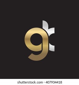 initial letter gk linked circle lowercase logo gold silver black background